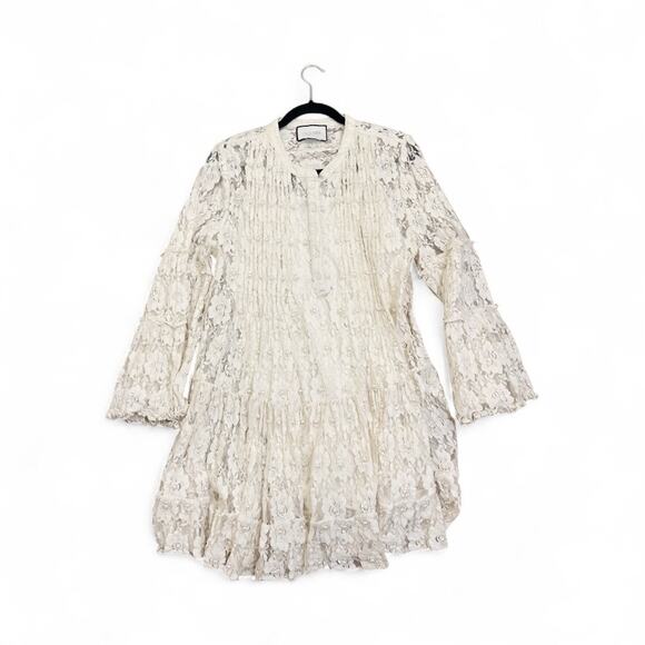 Alexis Emelya Floral Lace Bell-Sleeve Mini Dress Size L - Picture 2 of 9